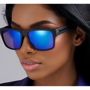 Square Frame Sunglasses Women Polarized Driving Sun Glasses Blue Lens Lentes New
